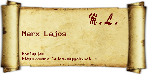 Marx Lajos névjegykártya